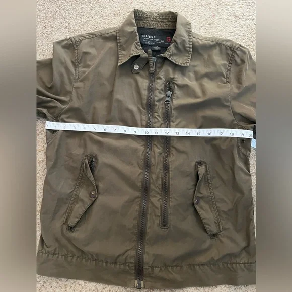 Guess Olive Green Lightweight Jacket with Relaxed Fit - Picture 12 of 15